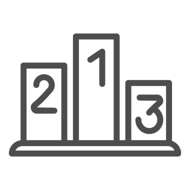 Podyum çizgisi ikonu. Kazanan kaidesel vektör illüstrasyonunu beyaza izole etti. Şampiyonlar web ve uygulama için tasarlanmış ana hatlı tasarım. Eps 10.