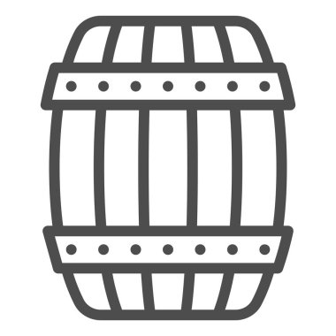 Tahta varil hattı ikonu. Beyaz üzerine izole edilmiş bira vektör illüstrasyonu fıçısı. Fıçı tasarımı, web ve uygulama için tasarlanmış. Eps 10.