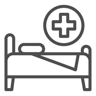 Hastane yatak sırası ikonu. Hastane koğuşu temsili beyaza izole edilmiş. Rehabilitasyon tasarımı, web ve uygulama için tasarlanmış. Eps 10.