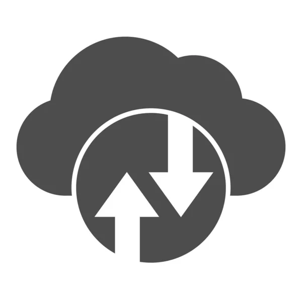 Cloud computing solide pictogram. Cloud hosting vector illustratie geïsoleerd op wit. Data cloud glyph stijl ontwerp, ontworpen voor web en app. Eps 10. — Stockvector