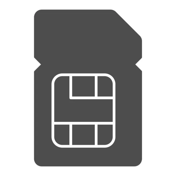 Carte SIM icône solide. Illustration vectorielle de puce mobile isolée sur blanc. Conception de style glyphe micropuce, conçu pour le web et l'application. Eps 10 . — Image vectorielle