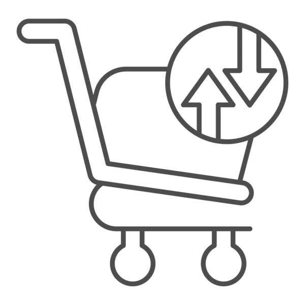 Warenkorb mit Pfeilen dünne Linie Symbol. Markttransparenzschaltfläche. Commerce-Vektor-Design-Konzept, Umriss Stil-Piktogramm auf weißem Hintergrund, Verwendung für Web und App. Eps 10. — Stockvektor