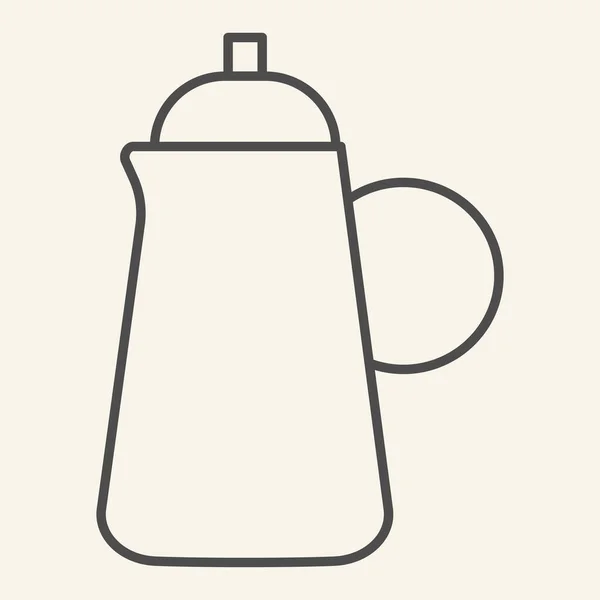 Значок тонкой линии чайника. Символ чайник, контур стиль пиктограммы на бежевом фоне. Кухонный чайник знак для мобильной концепции и веб-дизайна. Векторная графика . — стоковый вектор