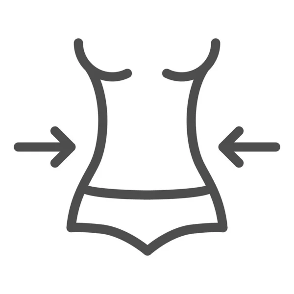 Gewichtsverlies lijn pictogram. Fitness vector illustratie geïsoleerd op wit. Vrouwelijke figuur schets stijl ontwerp, ontworpen voor web en app. Eps 10. — Stockvector