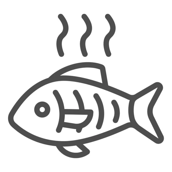 Icona della linea di pesce caldo. Illustrazione vettoriale di pesce alla griglia isolata su bianco. Fry frutti di mare contorno design in stile, progettato per il web e app. Eps 10 . — Vettoriale Stock