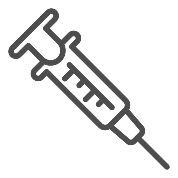 Syringe line 아이콘입니다. 투영 벡터 일러스트는 흰색에서 분리되어 있습니다. 웹 과 앱을 위해 설계된 Vaccination outline 스타일 디자인. Eps 10. — 스톡 벡터
