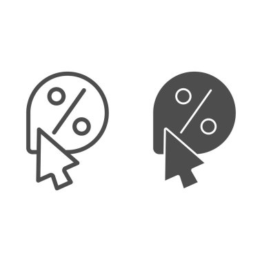 Satış çizgisi ve sembol simgesi. İndirimli işaretçi vektör illüstrasyonu beyazda izole edildi. İndirimli marka tasarımı, web ve uygulama için tasarlandı. Eps 10.