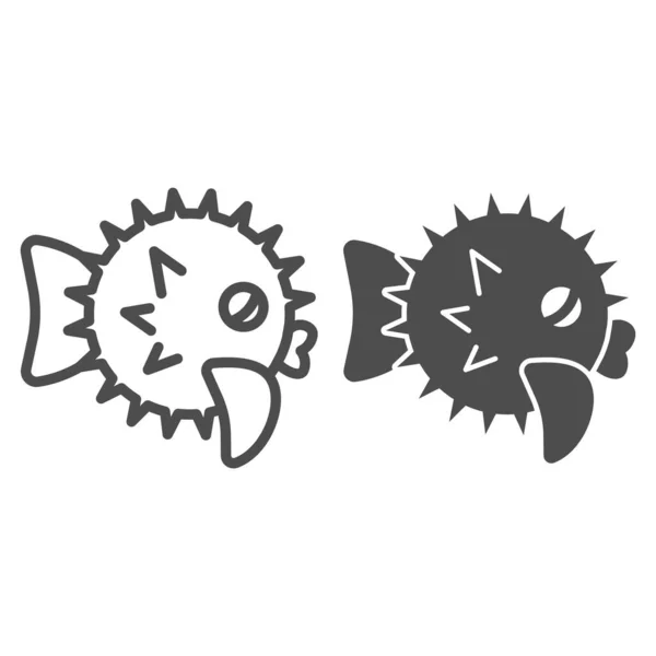 Linha ouriço do mar e ícone de glifo. Ilustração do vetor animal marinho isolado em branco. Design de estilo de contorno de animais aquáticos, projetado para web e aplicativo. Eps 10 . — Vetor de Stock