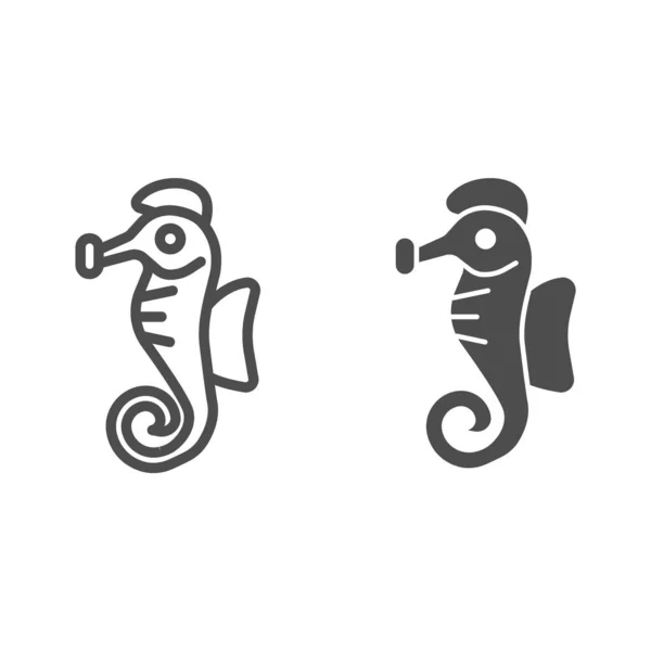 Seepferdchen-Linie und Glyphen-Symbol. Meerestiervektorillustration isoliert auf weiß. Unterwasserwelt skizziert Stil-Design, entworfen für Web und App. Eps 10. — Stockvektor