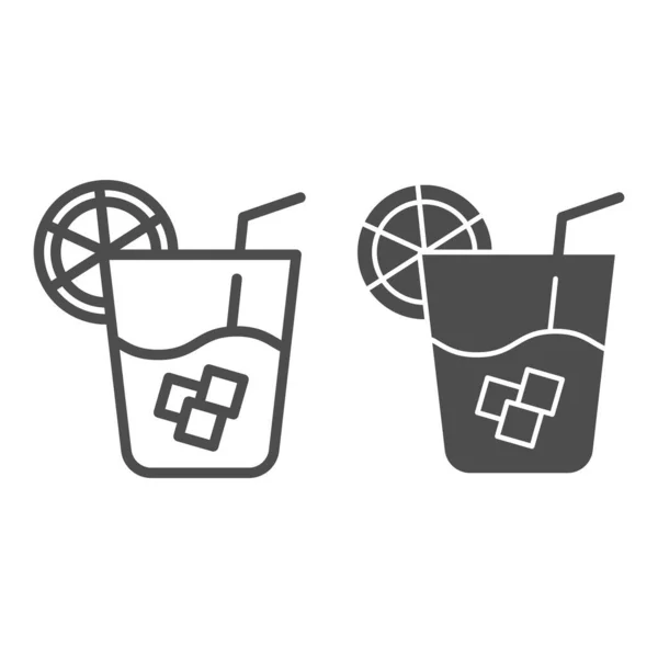 Línea de limonada e icono de glifo. Ilustración de vectores de bebidas frías aisladas en blanco. Diseño de estilo de esquema de vaso de jugo, diseñado para web y aplicación. Eps 10 . — Vector de stock