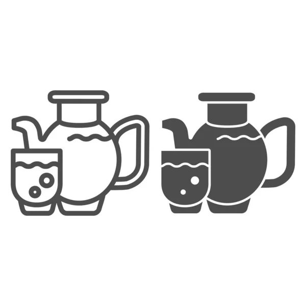 Линия сока и икона глифа. Стакан векторной иллюстрации сока изолирован на белом. Кувшин сока очерчивает стиль дизайна, предназначенный для веб и приложений. Eps 10 . — стоковый вектор