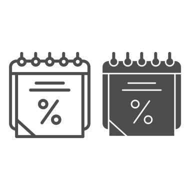 Satış takvimi çizgisi ve sembol. Veri indirimli vektör illüstrasyonu beyazda izole edildi. Gündem taslağı tasarımı, web ve uygulama için tasarlandı. Eps 10.