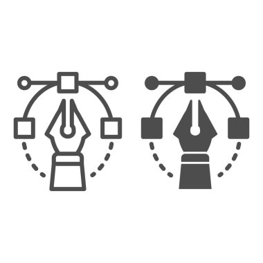 Kalem araç çizgisi ve sembol. Bezier vektör illüstrasyonu beyaza izole edildi. Web ve uygulama için tasarlanmış tasarım araçları tasarımı. Eps 10.