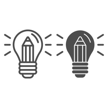 Kalem çizgisi ve simgesi olan ampul. Beyazda izole edilmiş yaratıcı fikir vektör çizimi. Web ve uygulama için tasarlanmış yaratıcılık tasarımı. Eps 10.