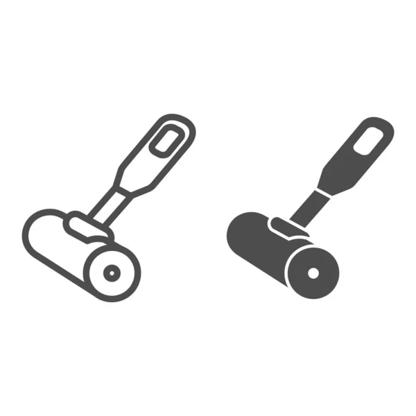 Línea de rodillo de encina e icono de glifo. Ilustración de vectores de rodillos adhesivos aislados en blanco. Diseño de estilo de contorno de rodillo de limpieza, diseñado para web y aplicación. Eps 10 . — Vector de stock