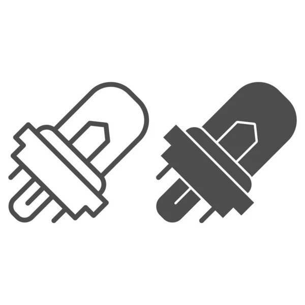 Ligne de phare et icône de glyphe. Illustration vectorielle d'ampoule automobile isolée sur blanc. Conception de style de contour de lumière led automatique, conçu pour le web et l'application. Eps 10 . — Image vectorielle