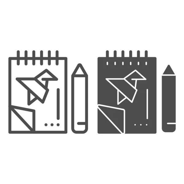 Ноутбук с иконкой проекта и карандашом и глифом. Блокнот с нарисованной птичьим векторным рисунком изолирован на белом. Эскизный дизайн, разработанный для веб-сайтов и приложений. Eps 10 . — стоковый вектор