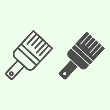 Boya fırçası çizgisi ve katı bir ikon. Beyaz arka planda ev onarımı için boya fırçası yapmak. Mobil konsept ve web tasarımı için ev yapımı ve yenileme tabelaları. Vektör grafikleri.