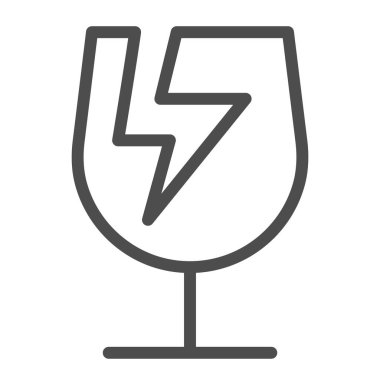 Kırık kargo hattı simgesi, lojistik ve dağıtım sembolü, beyaz arka planda kırılgan ya da kırılabilir malzeme ambalaj vektör işareti, dikkat simgesi çizgisi ile taşıyın. Vektör.