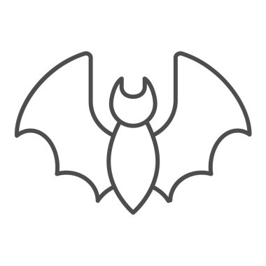 Covid-19 yarasa çizgisi ikonu. Coronavirus enfeksiyonu beyaz arka planda ana hatlı resim çizgisi şeklinde bir sembol yaydı. Seyyar konsept ve web tasarımı için bulaşıcı küçük vahşi hayvan işareti. Vektör grafikleri.