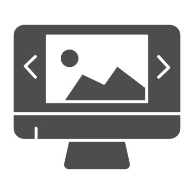 Görüntü simgesi olan bilgisayar monitörü. Grafik tasarım vektör çizimi beyaza izole edildi. Web tasarımı kabartma tasarımı, web ve uygulama için tasarlandı. Eps 10.