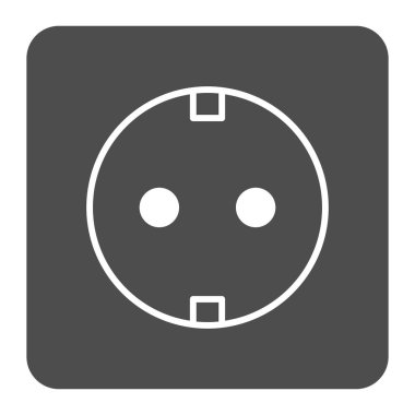 Soket katı simgesi. Beyaz üzerine izole edilmiş elektrik vektör illüstrasyonu. Güç kabartma tasarımı, ağ ve uygulama için tasarlanmış. Eps 10.