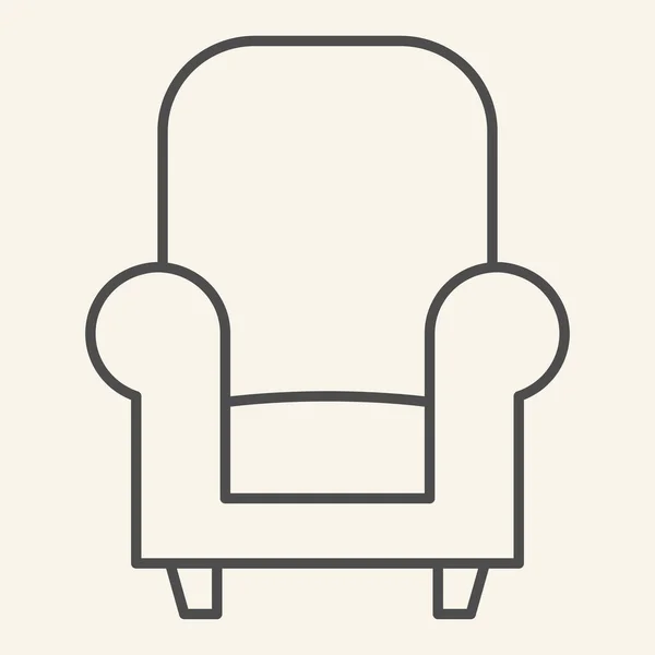 Silla suave icono de línea delgada. Cómodo símbolo de sillón clásico, pictograma de estilo perfilado sobre fondo beige. Muebles de silla para relajarse signo para el concepto móvil y el diseño web. Gráficos vectoriales . — Archivo Imágenes Vectoriales