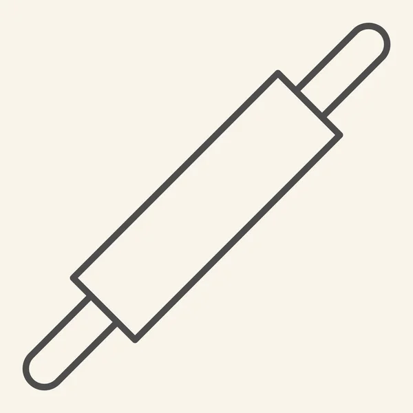 Rolling pin thin line icon. Símbolo de rodillo de madera de cocina, pictograma de estilo de contorno sobre fondo beige. Material de cocina utensilios de cocina signo de concepto móvil y diseño web. Gráficos vectoriales . — Vector de stock