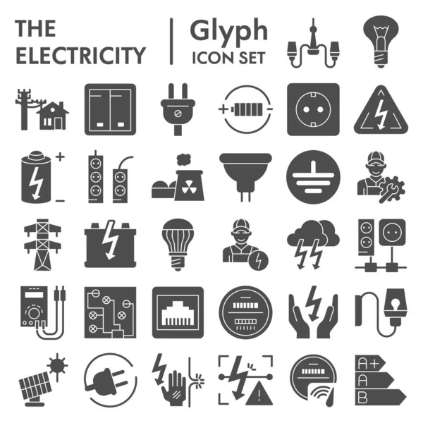 電気の細い線のアイコンセット 電源記号のコレクション ベクトルのスケッチ ロゴのイラスト 電気技師のエネルギーサイン線のピクトグラムパッケージ白の背景に隔離された Eps 10 ストックベクター C Sabustock