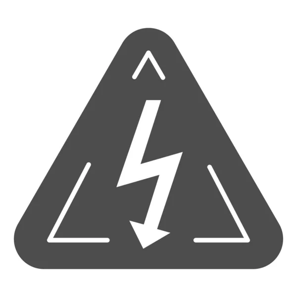 Hoogspanningsbord solide pictogram. Gevaar elektriciteit vector illustratie geïsoleerd op wit. Driehoek gevaar symbool met bliksem glyph stijl ontwerp, ontworpen voor web en app. Eps 10. — Stockvector