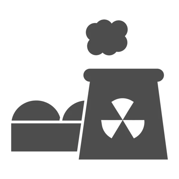 Elektrik santrali katı simgesi. Nükleer bitki vektör çizimi beyaza izole edildi. Endüstriyel fabrika kabartma tasarımı, web ve uygulama için tasarlanmış. Eps 10. — Stok Vektör