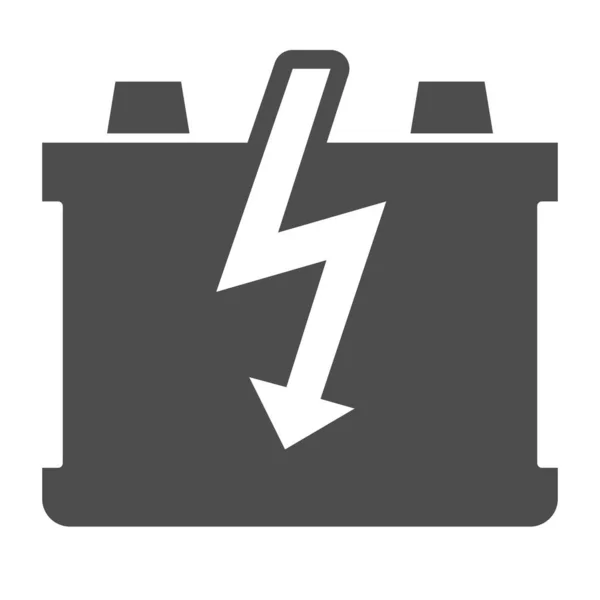 Icono sólido de batería de coche. Ilustración del vector de batería de carga aislada en blanco. Diseño de estilo glifo acumulador, diseñado para la web y la aplicación. Eps 10 . — Vector de stock