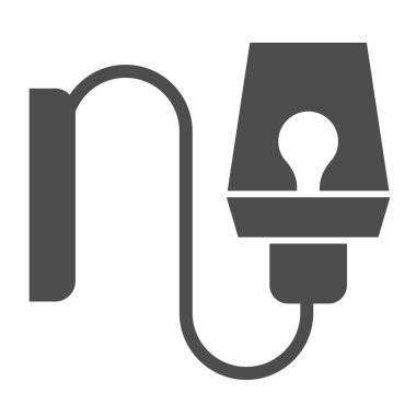 Duvar lambası katı ikonu. Duvar ışığı süsleme vektör çizimi beyaza izole edildi. Sütyen ışığı kabartma tasarımı, web ve uygulama için tasarlanmış. Eps 10.