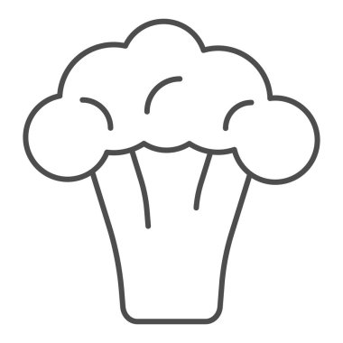 Brokoli ince çizgi ikonu. Beyaza izole edilmiş vitamin besin vektörü çizimi. Organik sebze tasarımı, web ve uygulama için tasarlanmış. Eps 10.