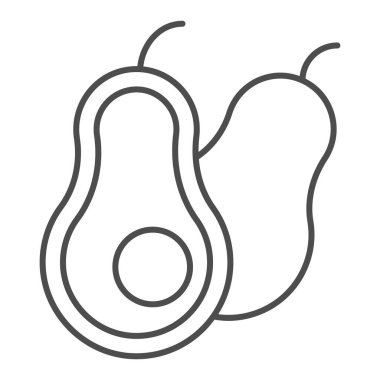 Avokado ince çizgi ikonu. Beyazda izole edilmiş tropik meyve vektör çizimi. Vitamin tasarımı, web ve uygulama için tasarlanmış. Eps 10.