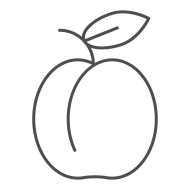 Kayısı ince çizgi simgesi. Yaz meyvesi illüstrasyonu beyaza izole edilmiş. Sağlıklı gıda tasarımı, web ve uygulama için tasarlanmış. Eps 10.