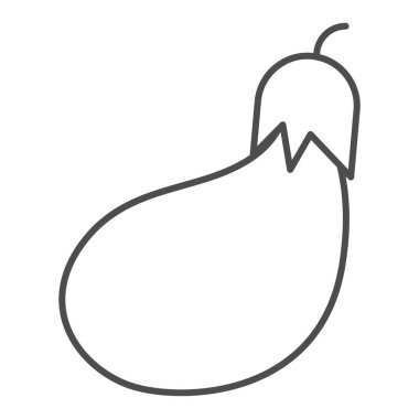 Patlıcan ince çizgi ikonu. Bakkal vektör illüstrasyonu beyaza izole edildi. Sebze tasarımı, web ve uygulama için tasarlanmış. Eps 10.