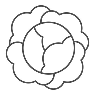 Lahana ince çizgi ikonu. Beyaza izole edilmiş vitamin besin vektörü çizimi. Sebze tasarımı, web ve uygulama için tasarlanmış. Eps 10.