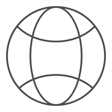 Küresel ağ ince çizgi simgesi. Dünya çapında internet vektör illüstrasyonu beyazda izole edildi. Gezegen tasarımı, web ve uygulama için tasarlandı. Eps 10.