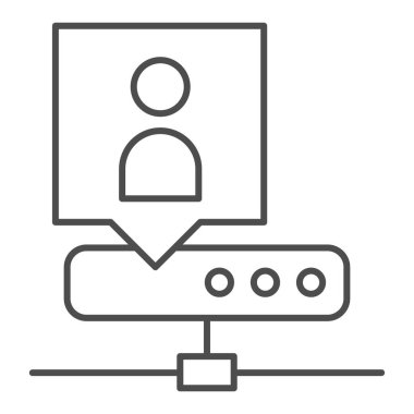 Ağ yöneticisi ince çizgi simgesi. Sunucu yöneticisi vektör illüstrasyonu beyazda izole edildi. Ağ yönetimi tasarımı, web ve uygulama için tasarlandı. Eps 10.