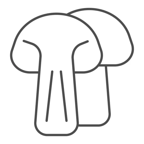 Значок тонкой линии гриба. Веганская векторная иллюстрация, изолированная на белом. Вегетарианская еда очертания стиль дизайн, предназначенный для веб и приложения. Eps 10 . — стоковый вектор
