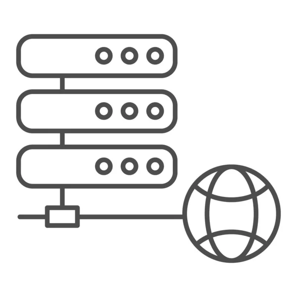 Icona linea sottile del server. Illustrazione vettoriale di memorizzazione dati isolata su bianco. Progettazione dello stile del profilo di archiviazione del computer, progettata per Web e app. Eps 10 . — Vettoriale Stock