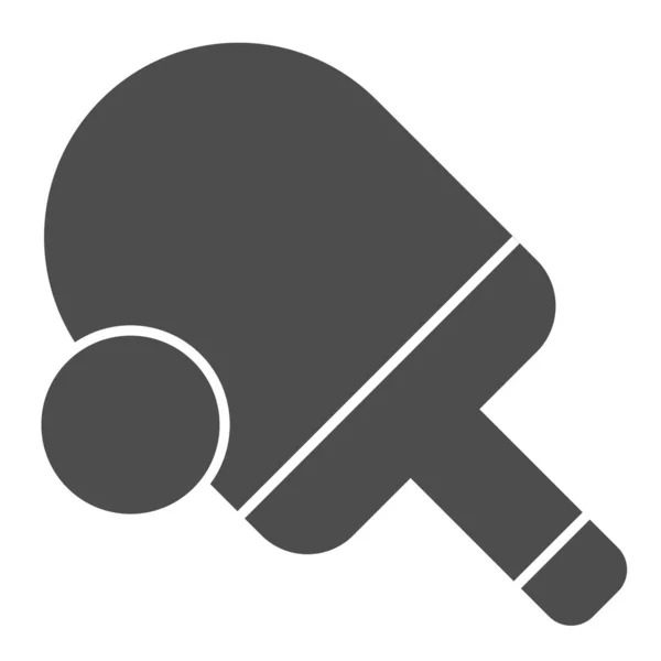 Icona solida del tennis da tavolo. Illustrazione vettoriale del ping pong isolata sul bianco. Racchetta da tennis e design in stile glifo a sfera, progettata per web e app. Eps 10 . — Vettoriale Stock