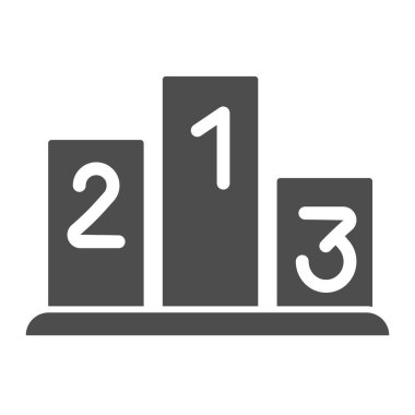 Podyum katı ikonu. Kazanan kaidesel vektör illüstrasyonunu beyaza izole etti. Şampiyonlar sahne kabartma tasarımı, web ve uygulama için tasarlandı. Eps 10.