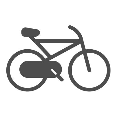 Katı bisiklet ikonu. Döngü vektör çizimi beyaza izole edildi. Spor aktivitesi kabartma tasarımı, web ve uygulama için tasarlanmış. Eps 10.