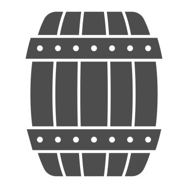 Tahta namlulu sert bir ikon. Beyaz üzerine izole edilmiş bira vektör illüstrasyonu fıçısı. Fıçı kabartma tasarımı, web ve uygulama için tasarlanmış. Eps 10.