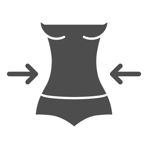Gewichtsverlies vaste pictogram. Fitness vector illustratie geïsoleerd op wit. Vrouwelijke figuur glyph stijl ontwerp, ontworpen voor web en app. Eps 10. — Stockvector