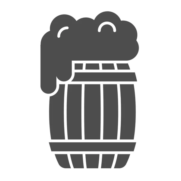 Barril de cerveja ícone sólido. barril de madeira com espuma ilustração vetorial isolado em branco. Design de estilo pub glyph, projetado para web e app. Eps 10 . — Vetor de Stock
