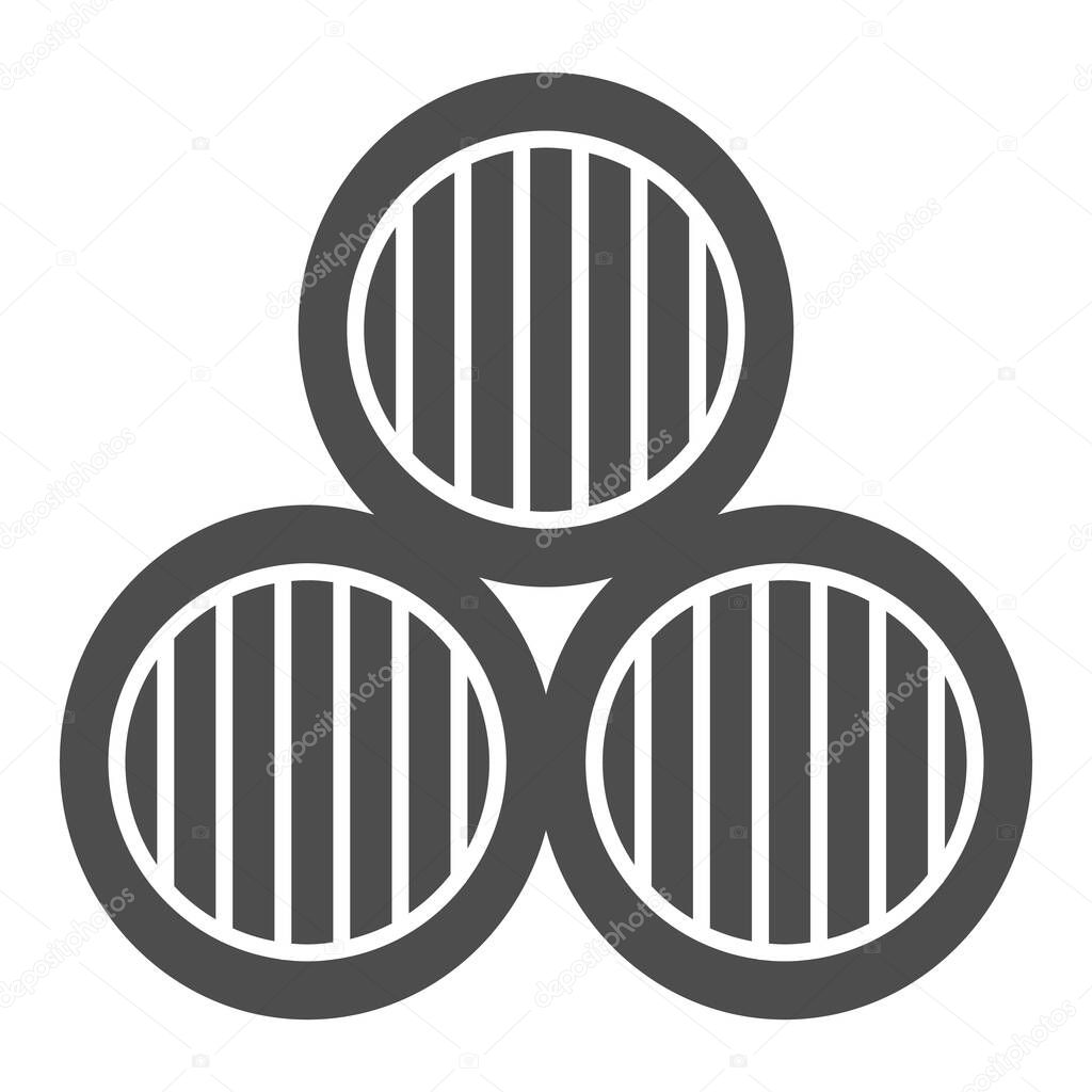 Icono sólido de tres barriles. Tres