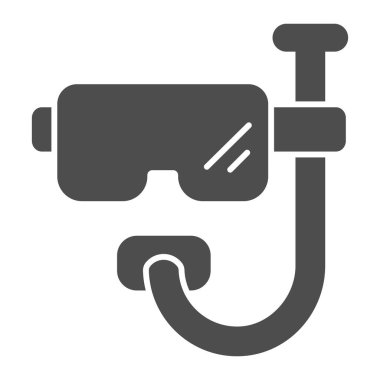 Dalış maskesi katı simgesi. Dalgıç maskesi çizimi beyaza izole edildi. Şnorkel kabartma tasarımı, web ve uygulama için tasarlandı. Eps 10.